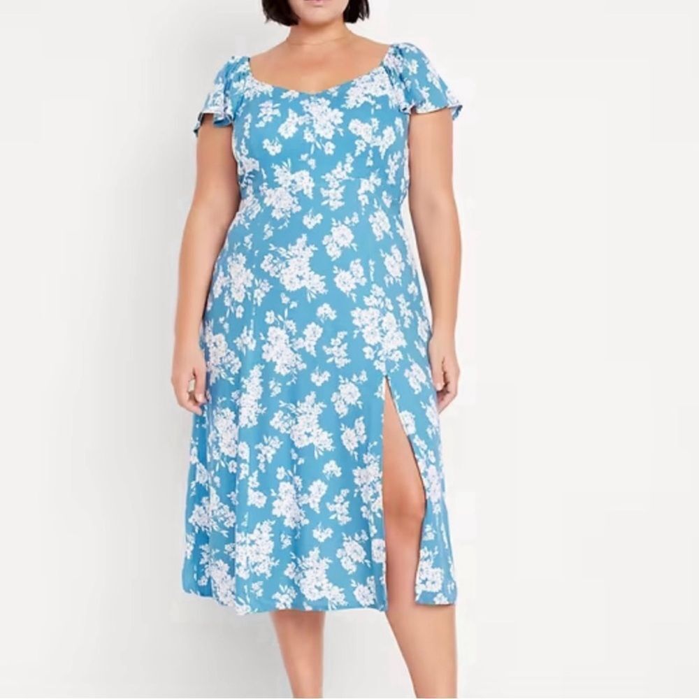 NWT … OLD NAVY “Size: XXL” Flutter Sleeve Midi Dress with Slit